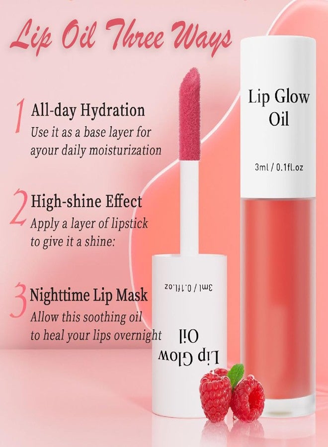 Tiejdhr Korean Lip Oil - Fruity Flavor Lip Glow Oil, Moisturizing Hydrating & Nourishing Non-stick Cup Transparent Plumping Lip Gloss for Dry Lips & Lip Care (01#Raspberry) - Image 4